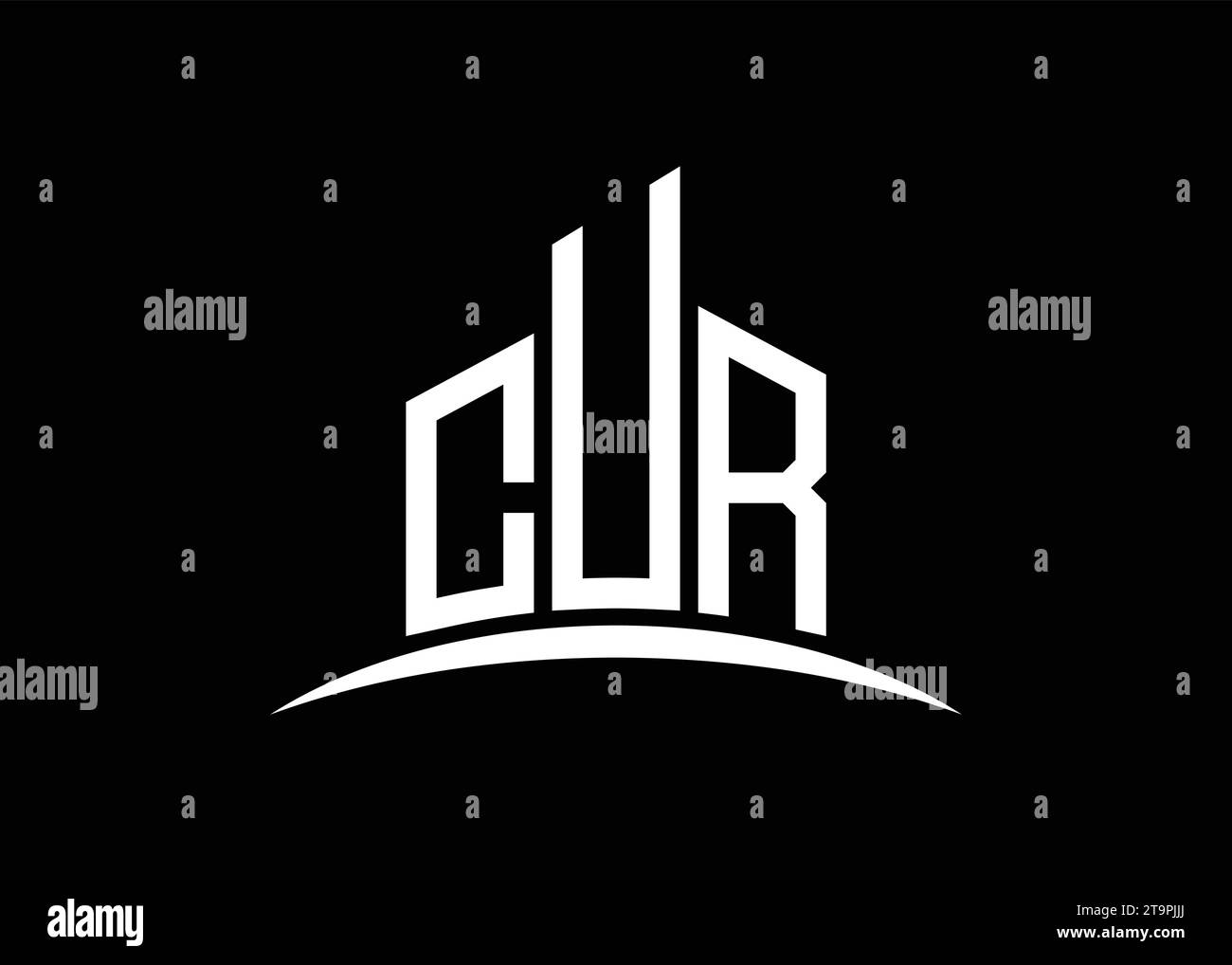Letter CUR building vector monogram logo design template. Building Shape CUR logo. Stock Vector