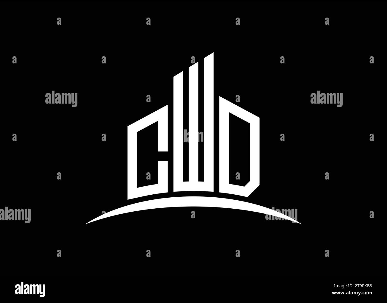 Letter CWD building vector monogram logo design template. Building Shape CWD logo. Stock Vector