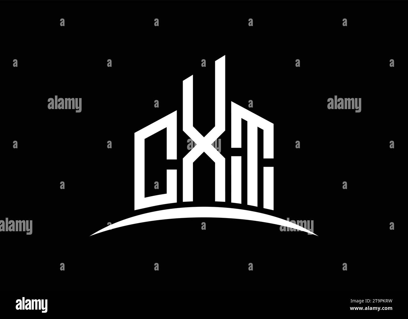 Letter CXT building vector monogram logo design template. Building Shape CXT logo. Stock Vector