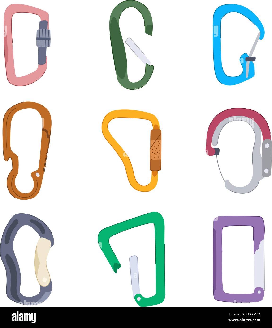carabiner clip set cartoon vector illustration Stock Vector Image & Art