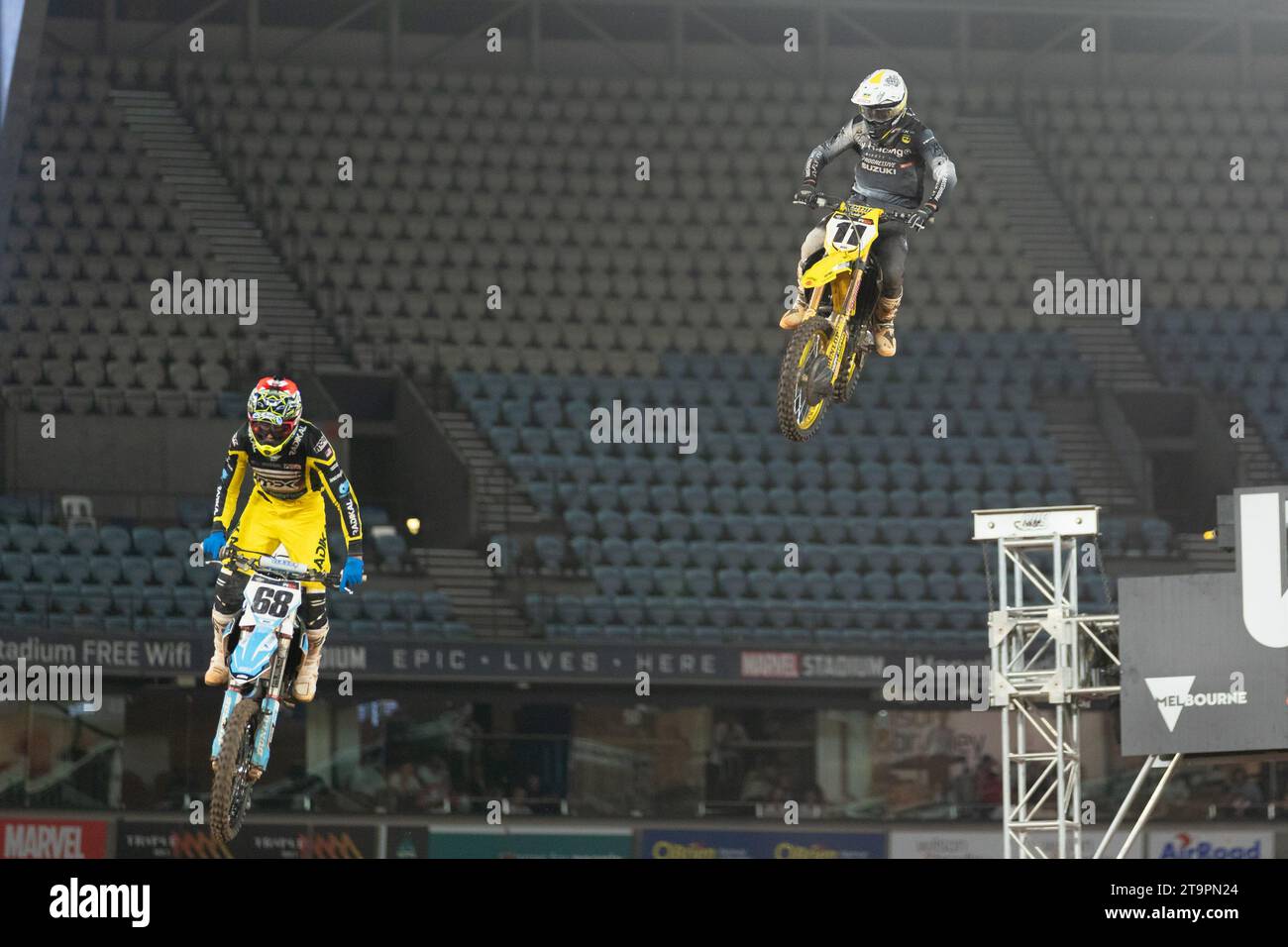 Melbourne, Australia, 25 November, 2023. Kyle Chisholm of United States on the Pipes Motorsports Group SUZUKI during the WSX Australian Grand Prix at Marvel Stadium on November 25, 2023 in Melbourne, Australia. Credit: Dave Hewison/Alamy Live News Stock Photo
