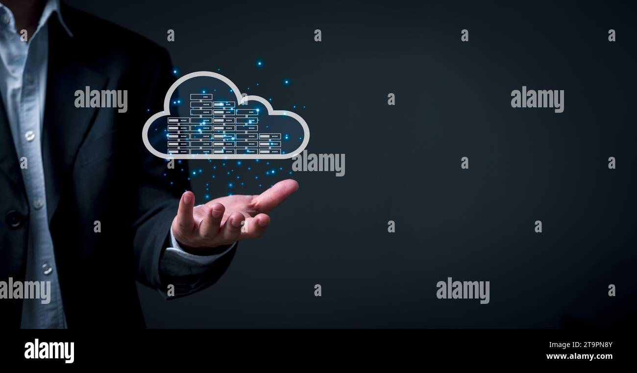 Cybersecurity and information connection. Cloud computing data technology storage security protection concept. Stock Photo