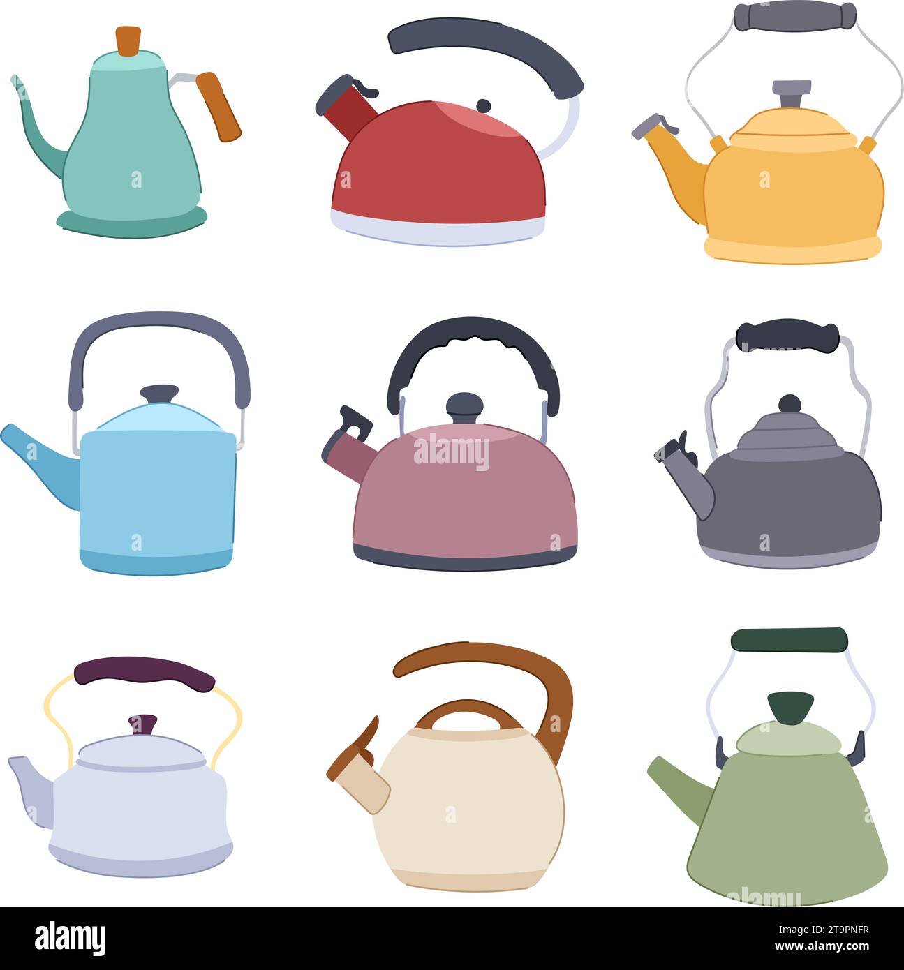 kettle set cartoon vector illustration Stock Vector