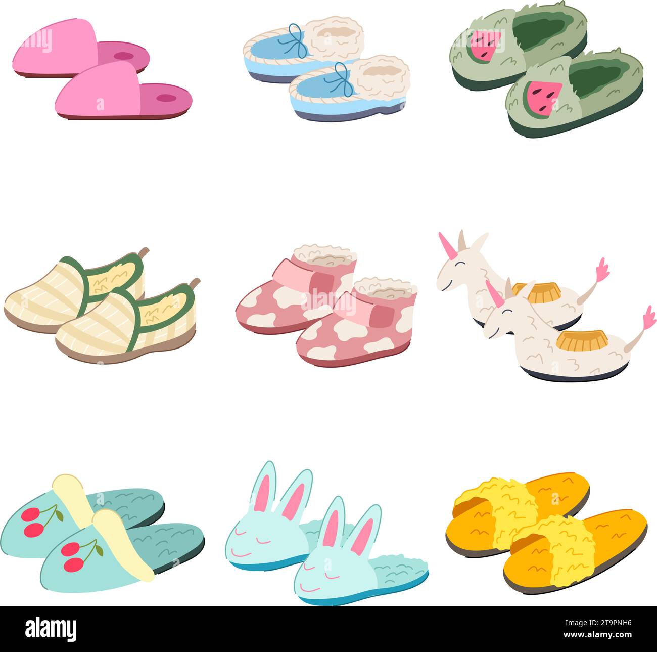 kid slippers set cartoon vector illustration Stock Vector Image & Art