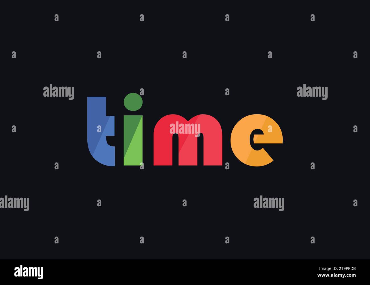 Colorful TIME letters Icons. time text ui Shapes in Flat Style icon vector Stock Vector