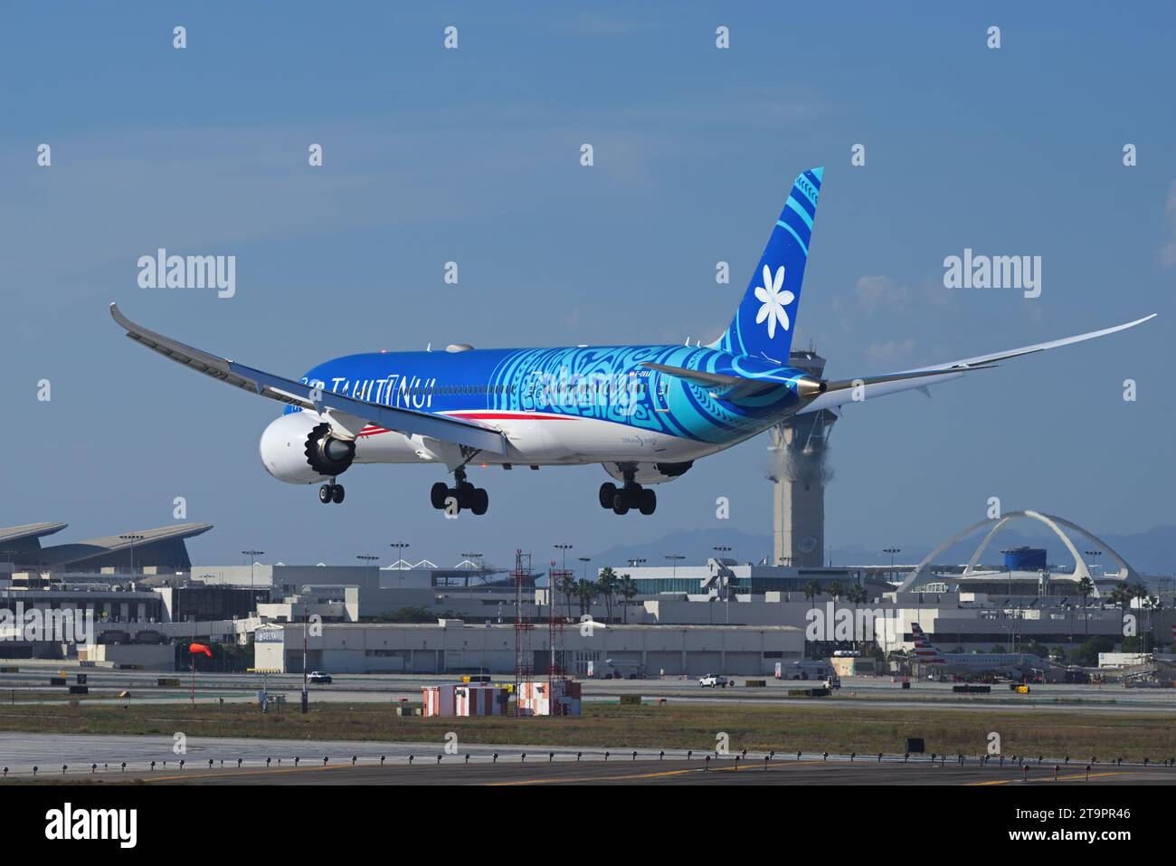 Air Tahiti Nui Boeing 787 shown approaching LAX, Los Angeles