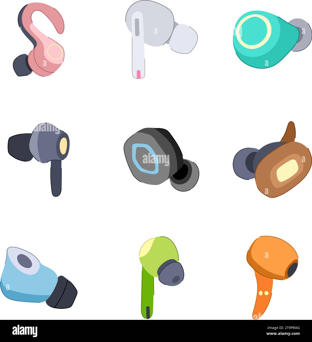 wireless earphones set cartoon vector illustration Stock Vector