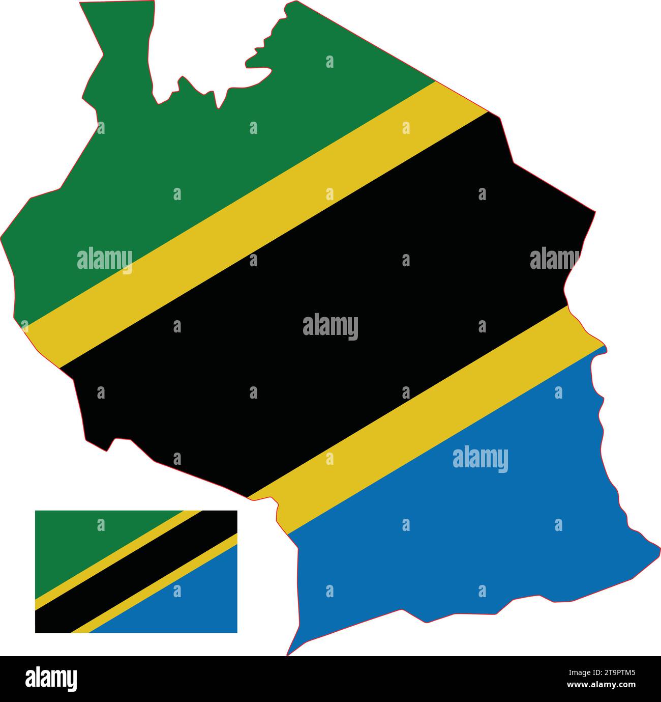 Tanzania Map and Flag Stock Vector