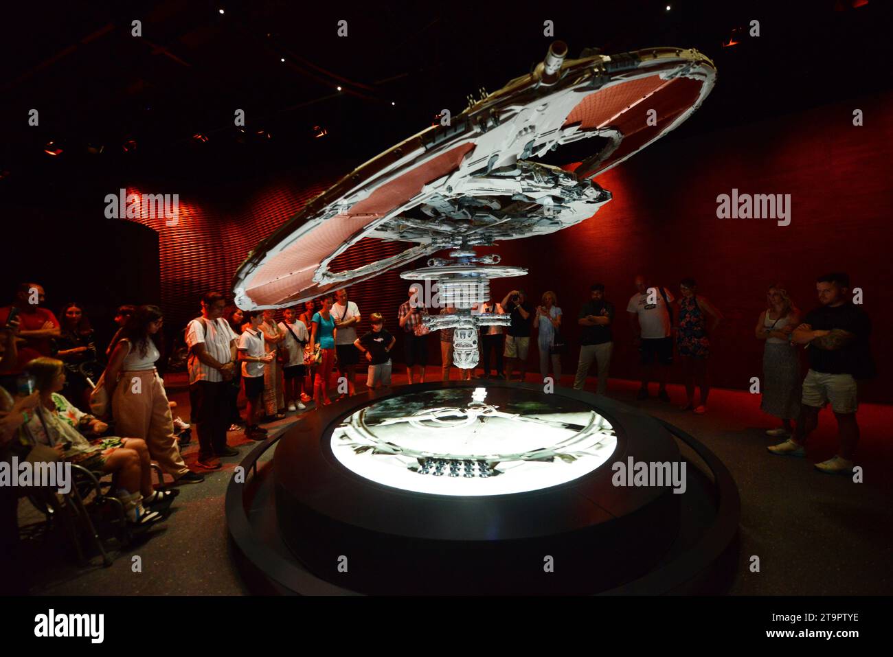 The Orbital Space Station (OSS) Hope exhibits at the Museum of the Future in the Financial district in Dubai, UAE. Stock Photo