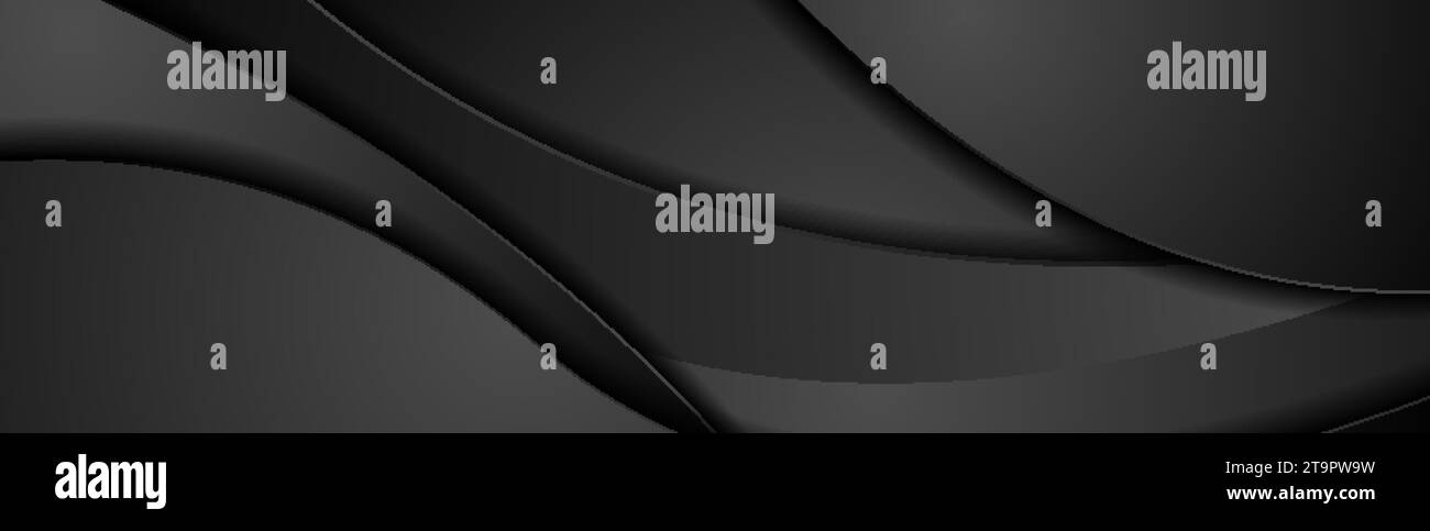 Black abstract tech corporate wavy background. Vector banner design ...