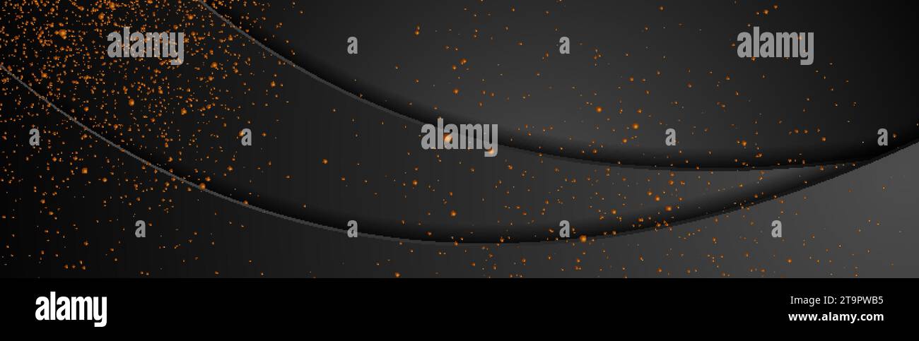 Black abstract corporate wavy background with golden dots. Vector ...