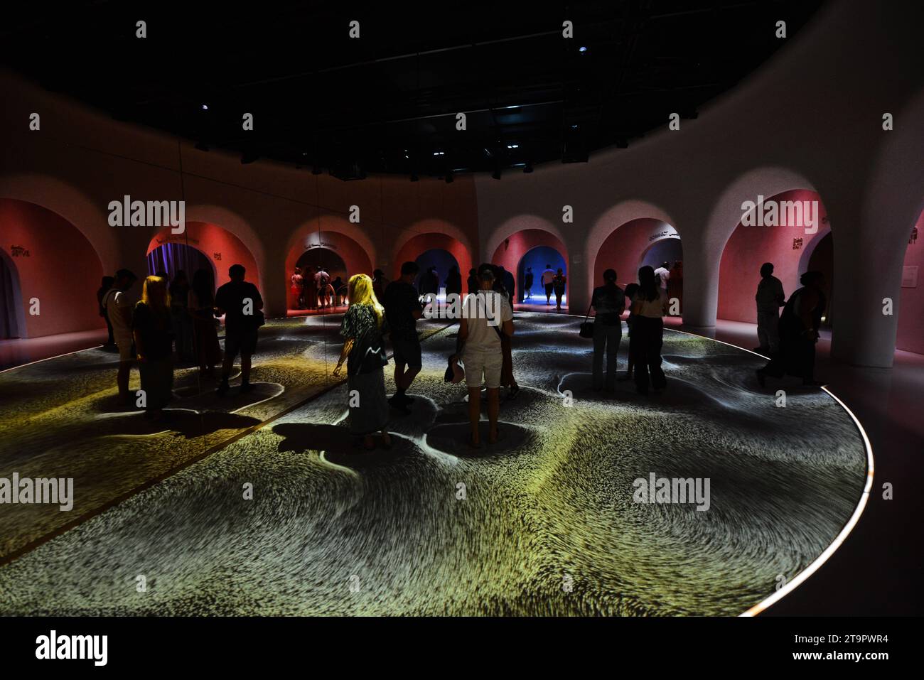 Al Waha exhibit on the 3rd floor of the Museum of the Future in the Financial district in Dubai, UAE. Stock Photo
