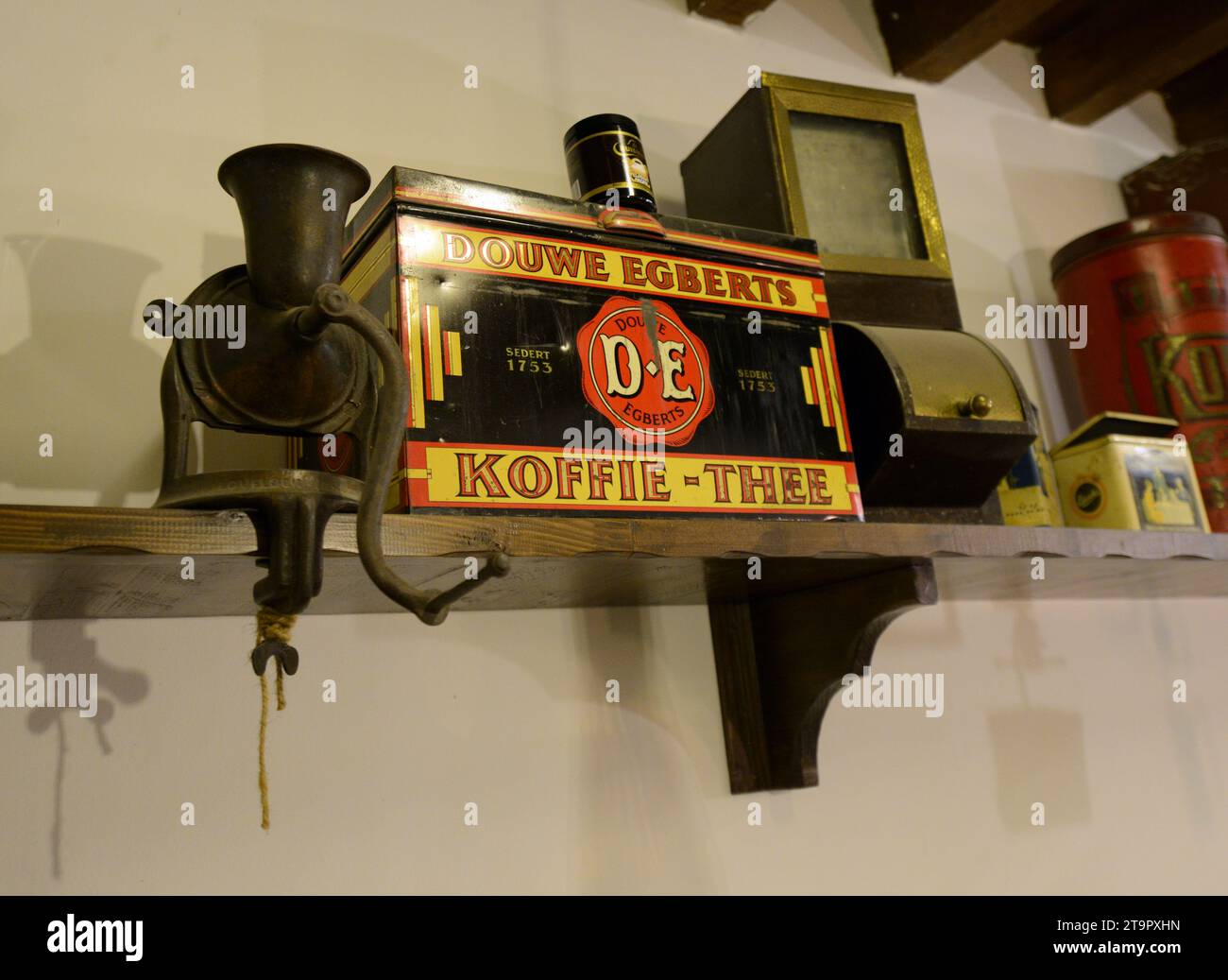History of Coffee and variety of coffee related items displayed at the