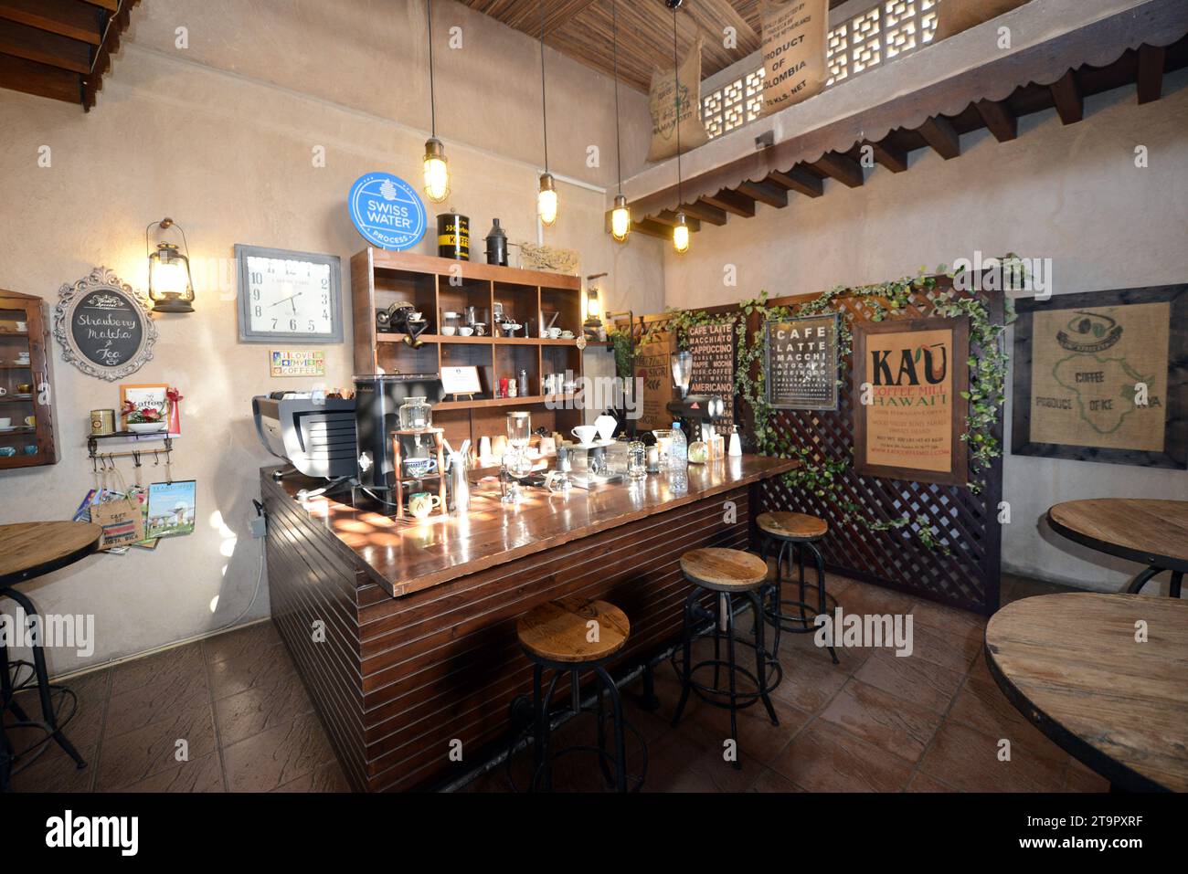 History of Coffee and variety of coffee related items displayed at the