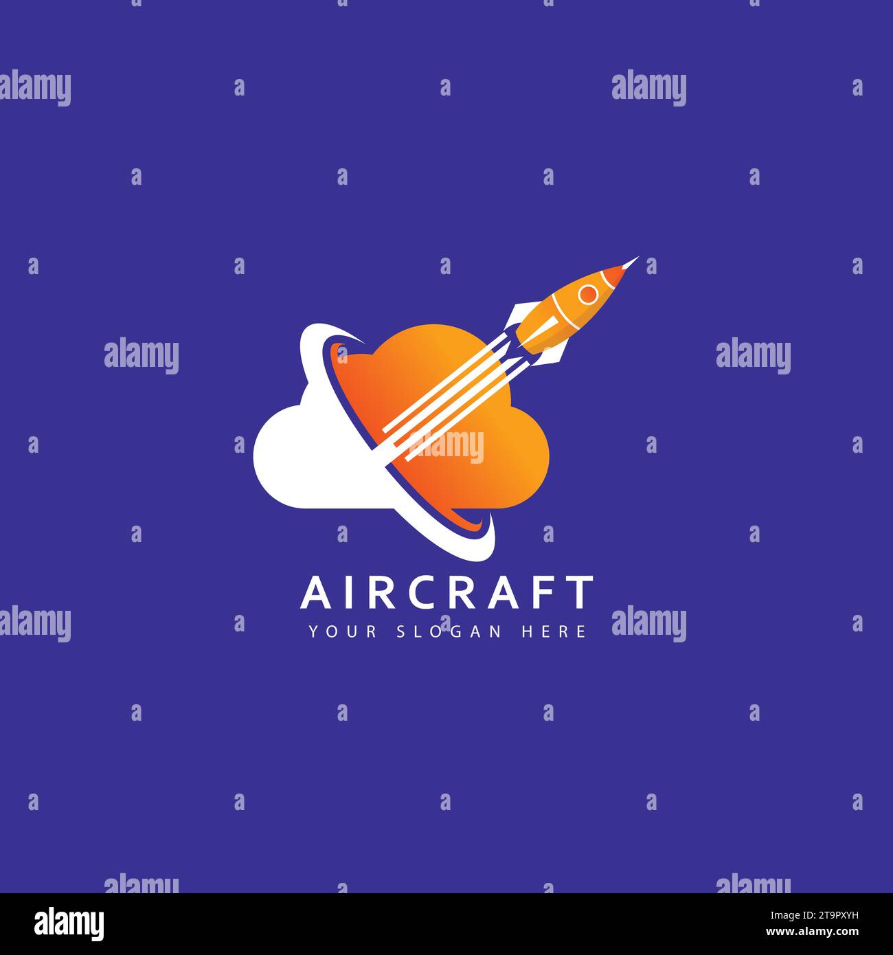 Cloud Rocket Logo Template, Rocket And Cloud Logo Design. Start Up Stock Vector
