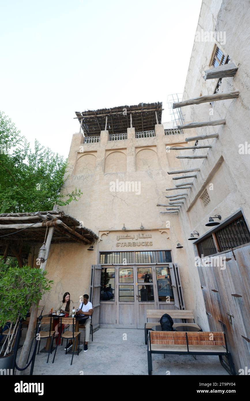 Starbucks Coffee located in an old traditional building in Old Dubai by