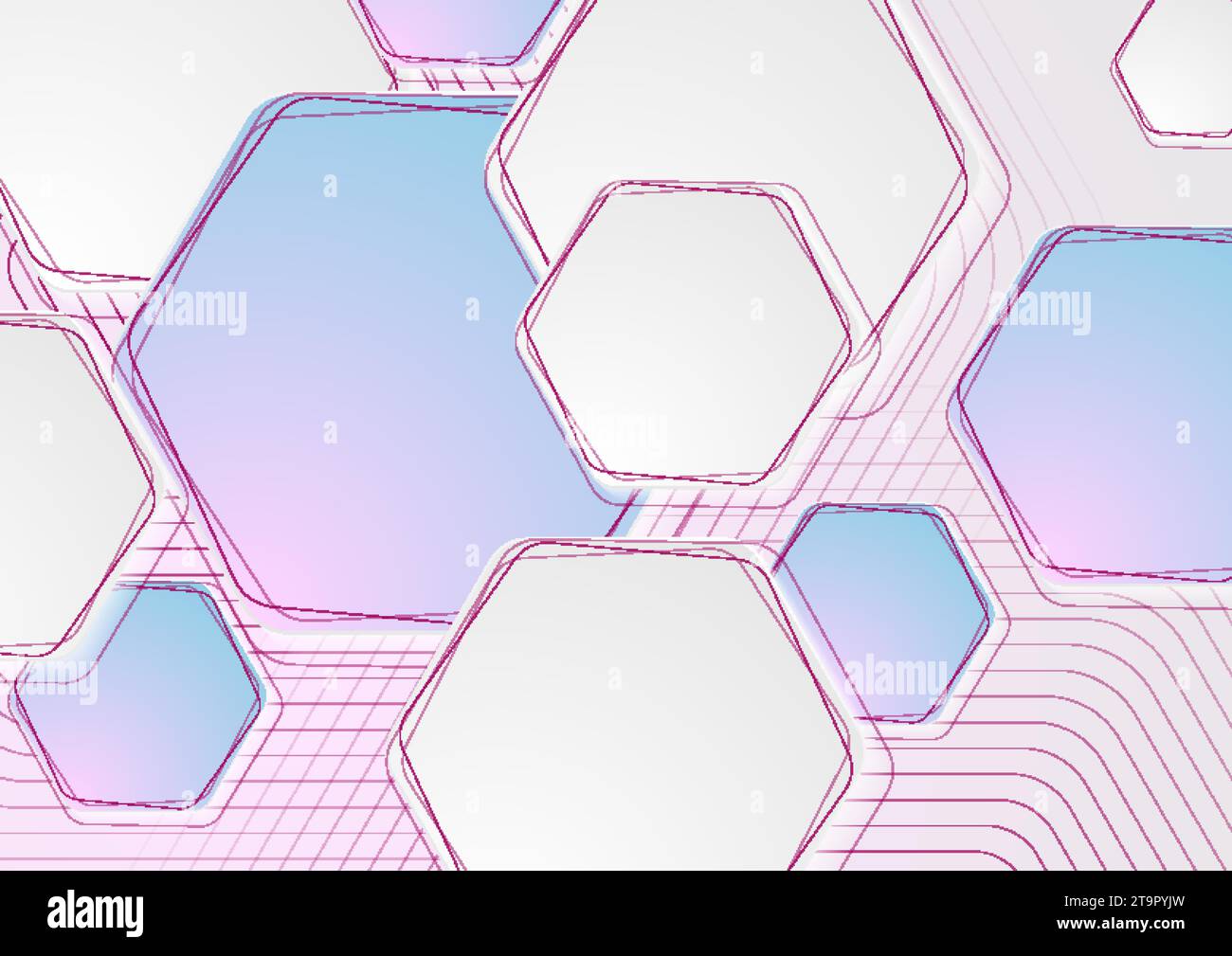 Blue pink geometric abstract background with hexagons. Vector illustration Stock Vector