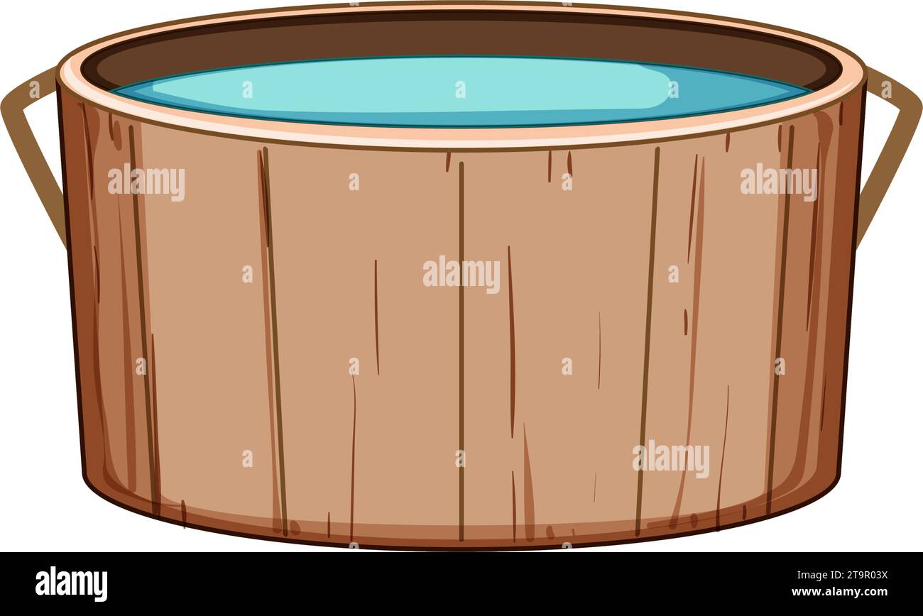 bath wooden tub cartoon vector illustration Stock Vector