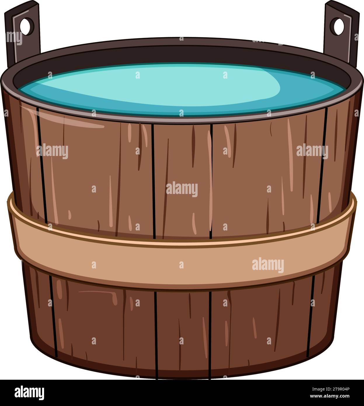 hot wooden tub cartoon vector illustration Stock Vector