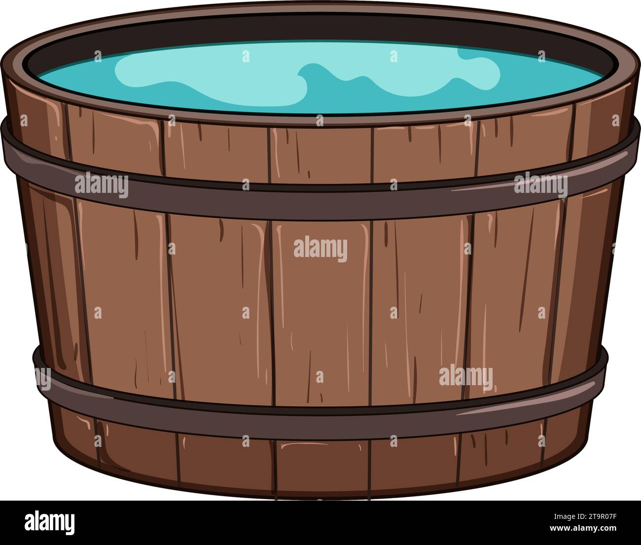 outdoor wooden tub cartoon vector illustration Stock Vector