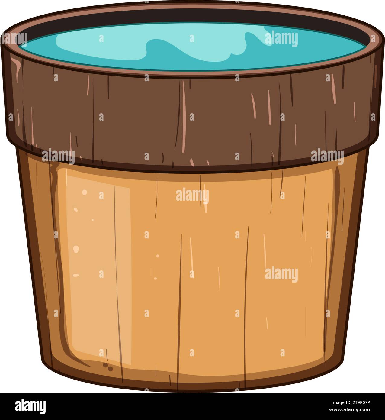 bath wooden tub cartoon vector illustration Stock Vector