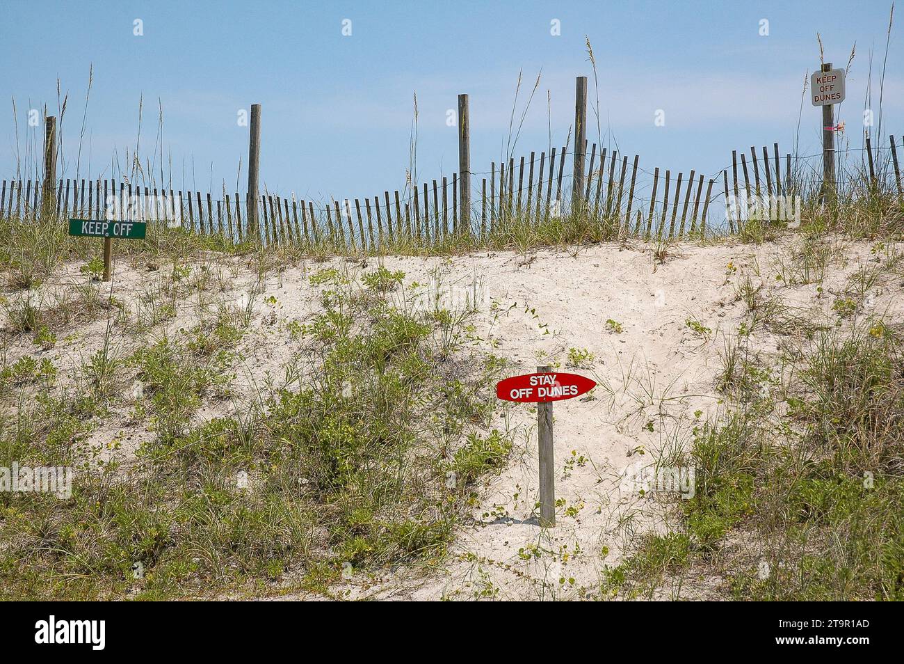 A Fence by the Coast of the Outer Banks Island in North Carolina Stock