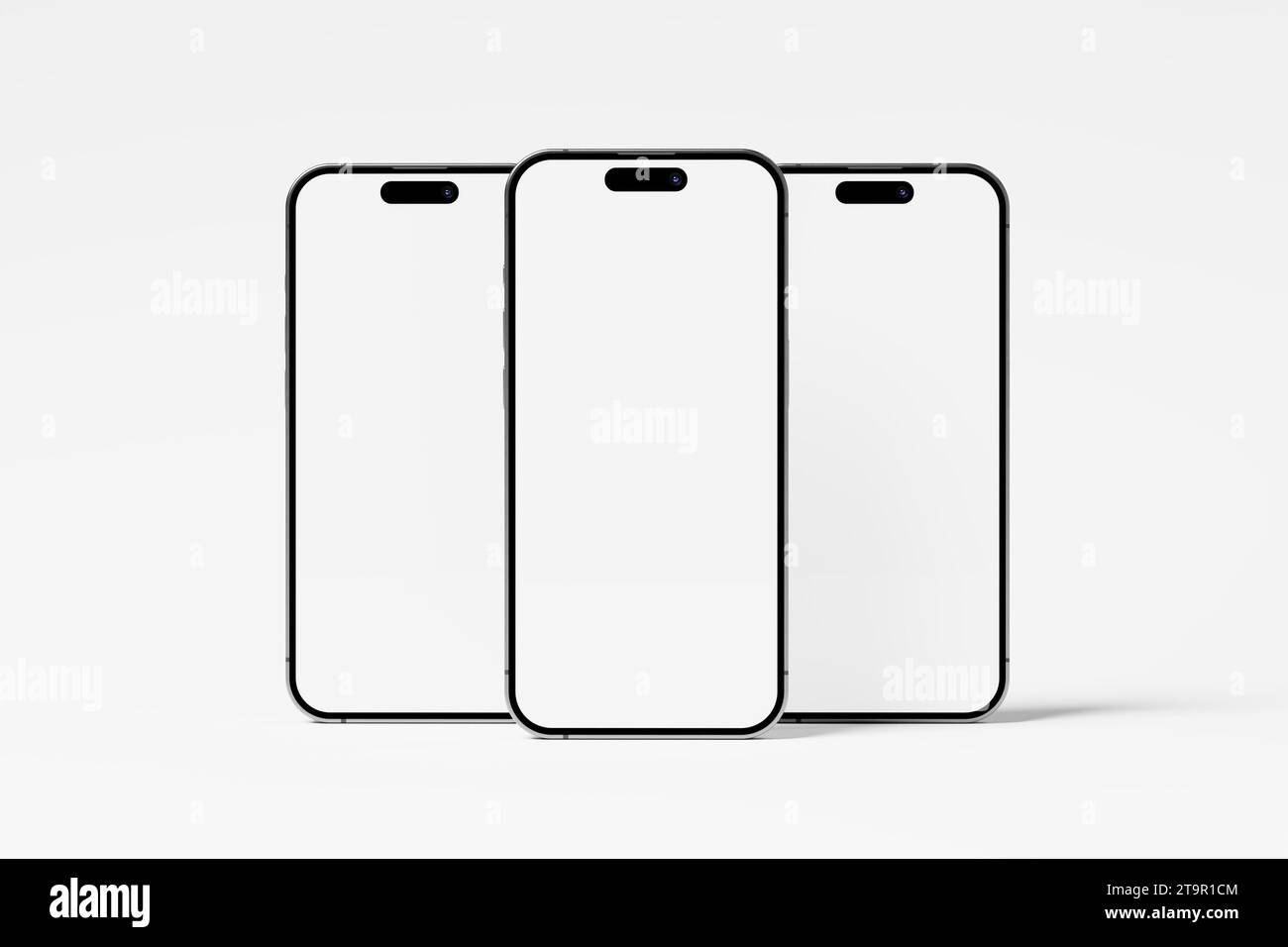 Iphone 15 and 15 Pro and 15 Pro Max White Blank 3D Rendering Mockup