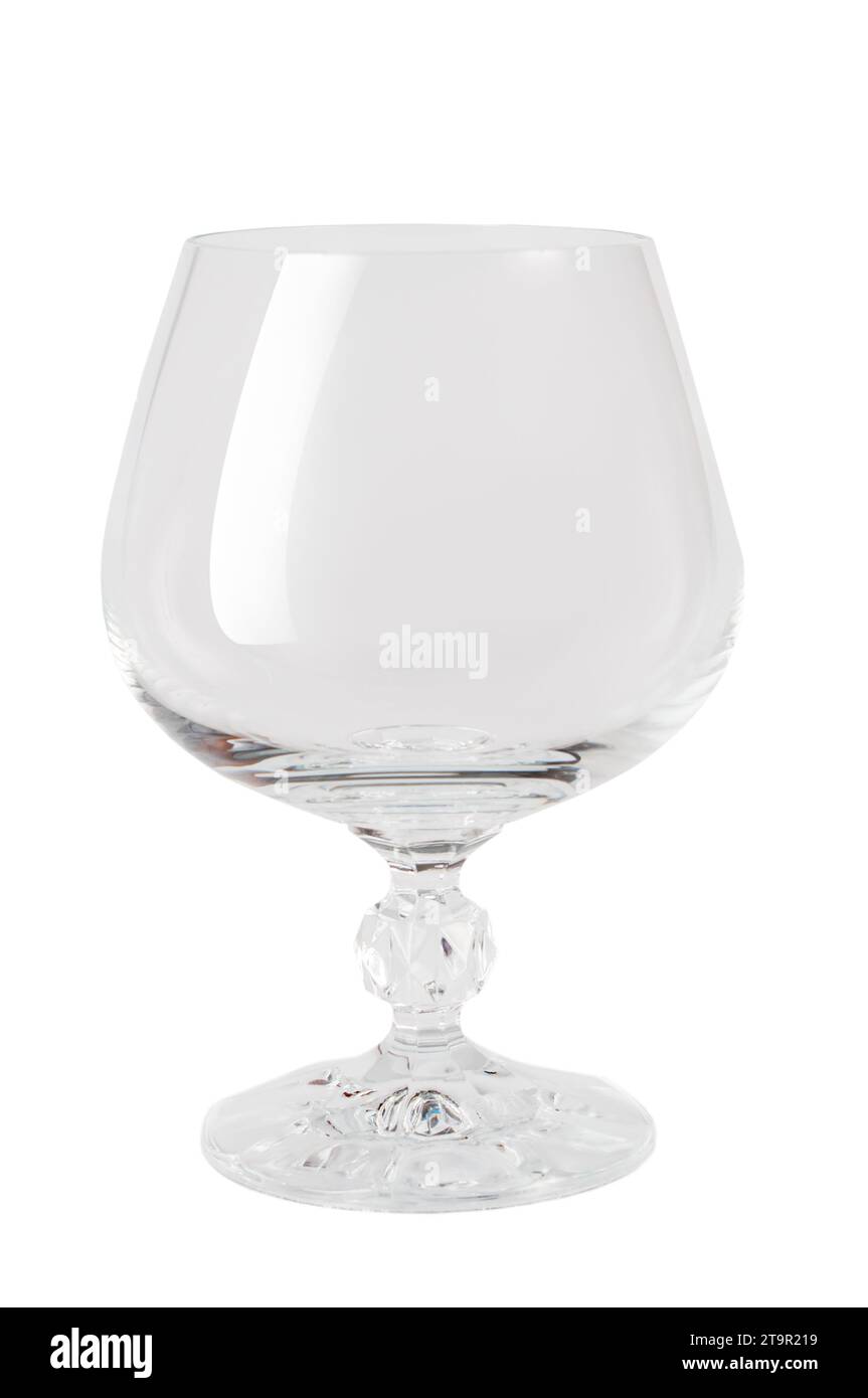 empty brendy glass isolated on white background Stock Photo