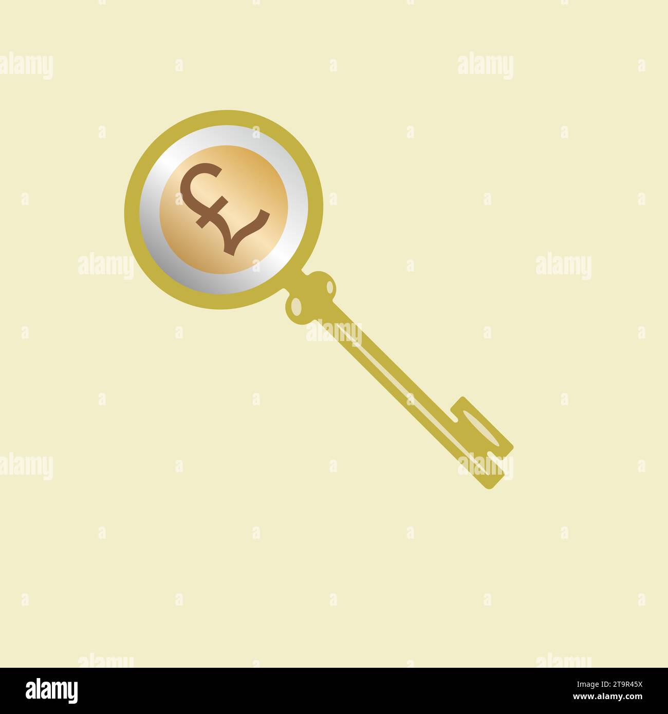 Simple golden key with the currency symbol of pound Stock Vector Image