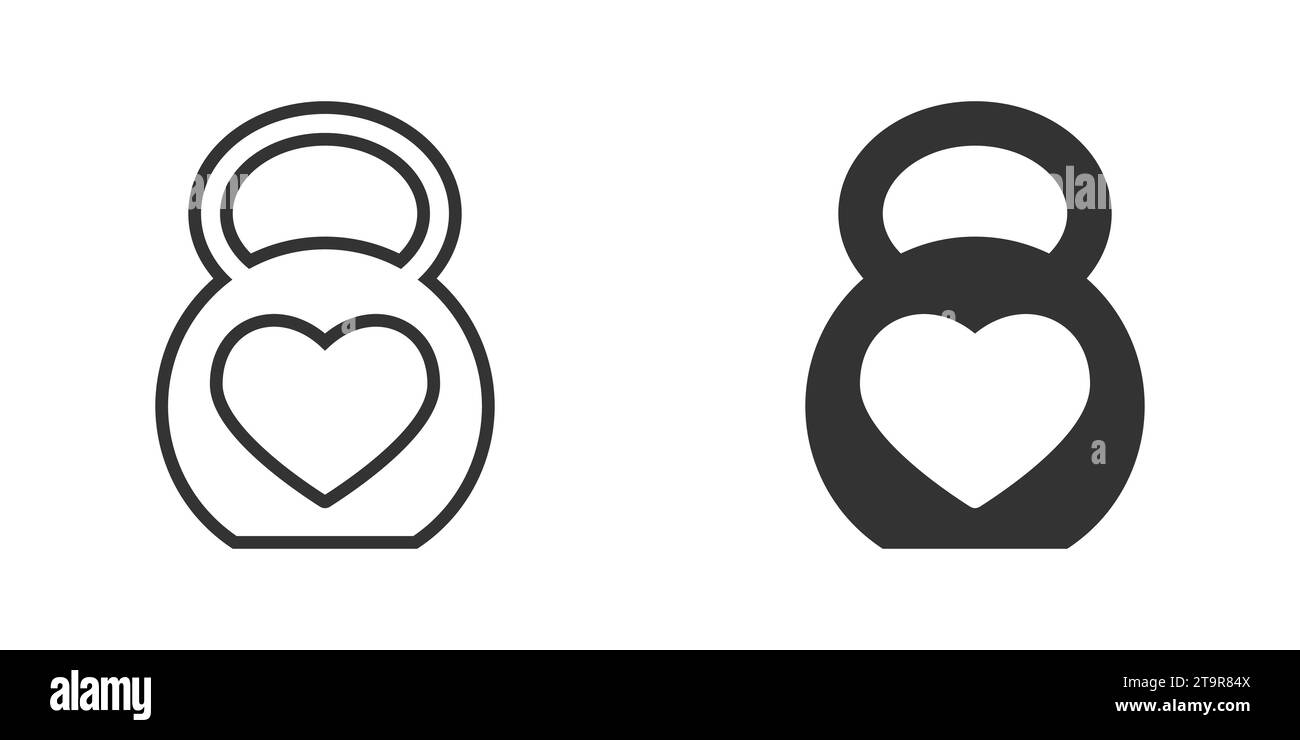 Kettlebell icon with heart shape inside. Vector illustration Stock Vector