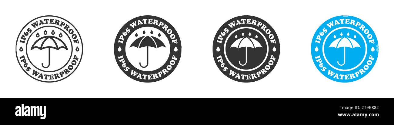 IP65 waterproof logo. Water resistance level icon. Vector illustration Stock Vector
