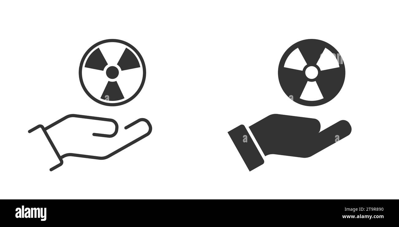Radioactive symbol on a hand. Radiation icon. Vector illustration Stock Vector