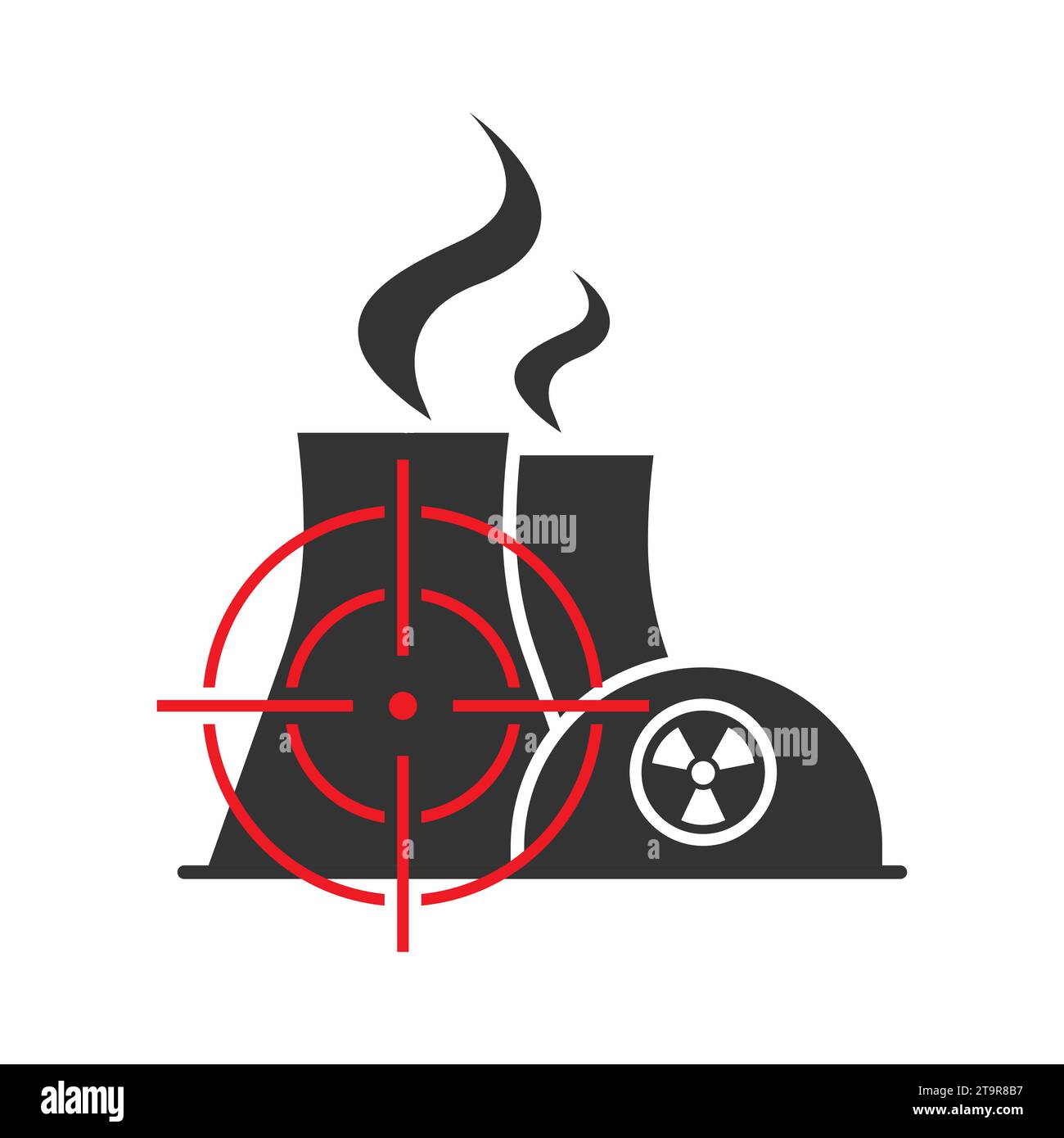 Nuclear power plant target icon. Flat vector illustration. Stock Vector