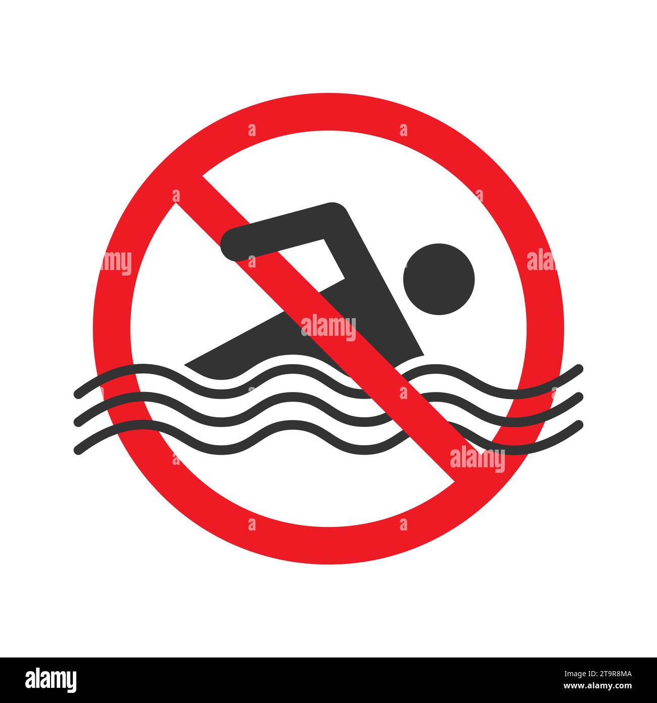 No swimming sign. Forbidden swimming icon. Vector illustration Stock