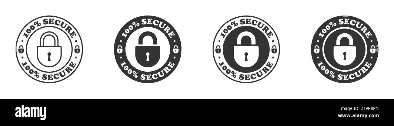 100% secure icon set. Vector illustration Stock Vector