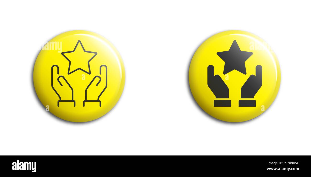 Hands holds star icon. Star in the hands. Vector illustration Stock Vector