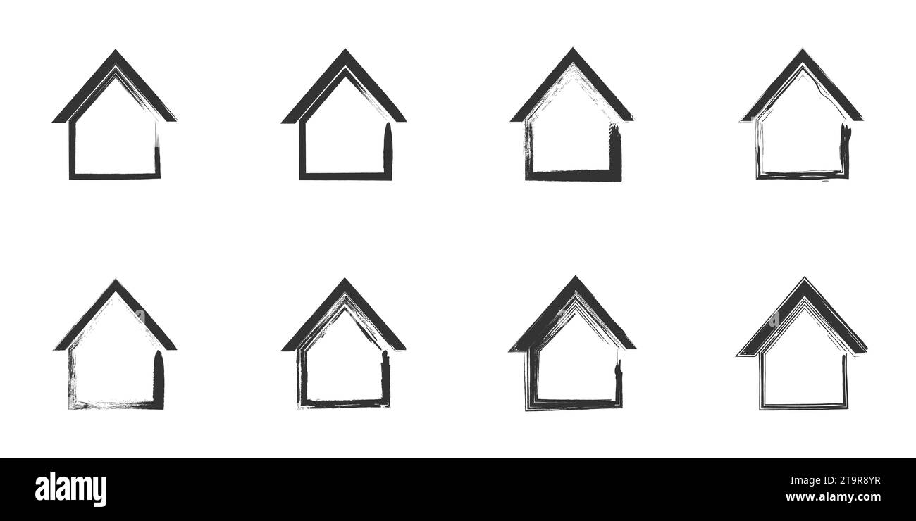 A hand drawn house icon set. Vector illustration Stock Vector Image ...
