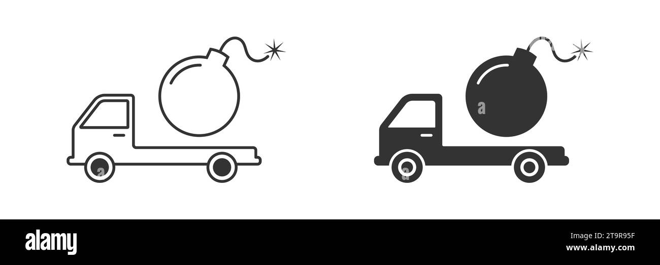 Truck with bomb icon. Vector illustration Stock Vector