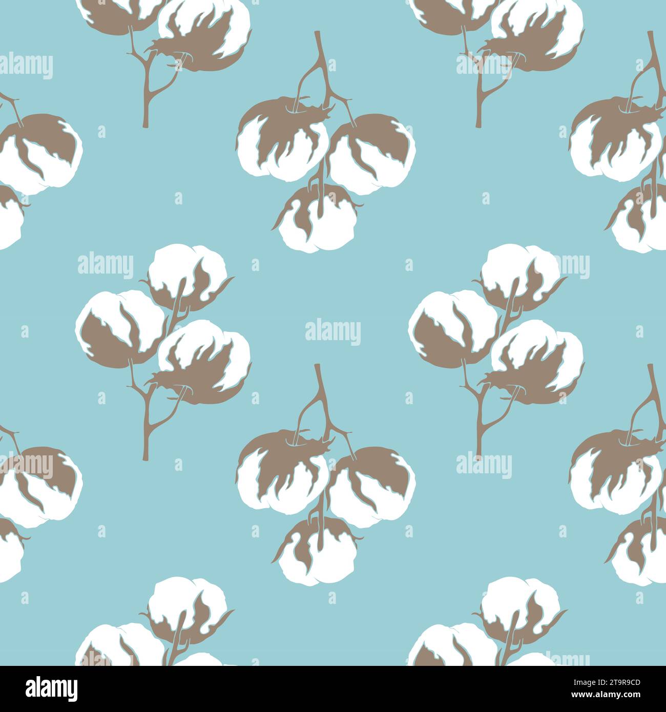 Blue pattern with cotton flower branch, for wallpaper, web page ...