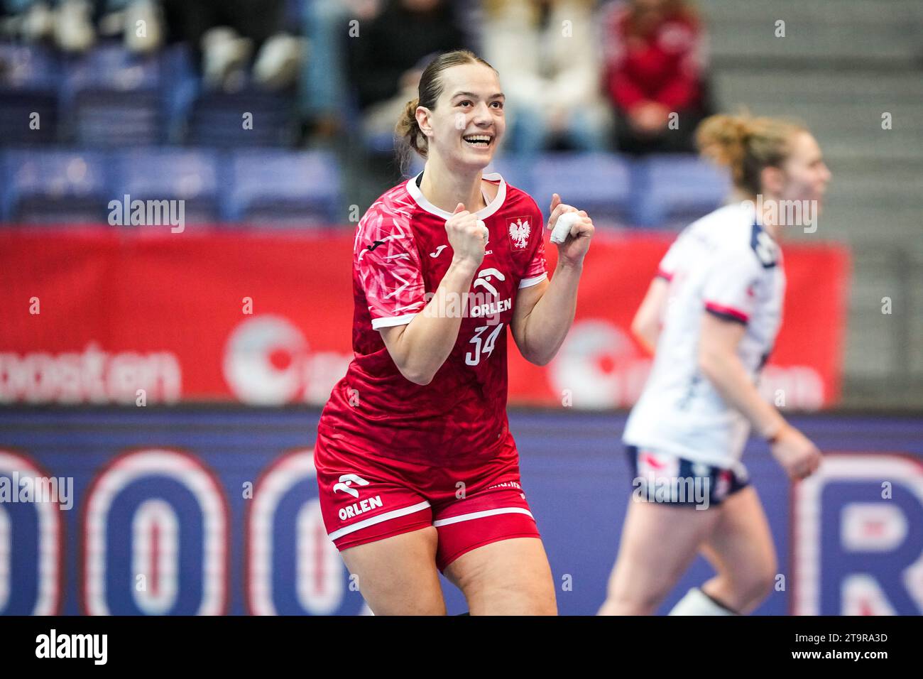 Lillehammer 20231126.Poland's Marlena Urbanska during the international match between Norway and Poland in Haakons Hall, before the woman's handball World Championship in Norway, Sweden and Denmark. Photo: Beate Oma Dahle / NTB Stock Photo