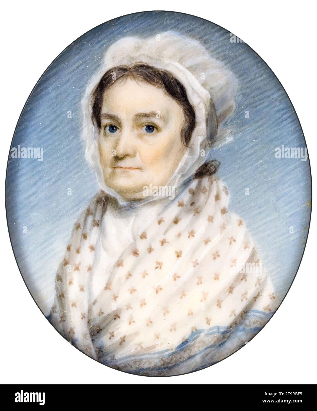 Mary Gould Almy (1735–1808), diarist during the American Revolution, portrait miniature watercolour painting on ivory with gold by Edward Greene Malbone, 1792-1805 Stock Photo