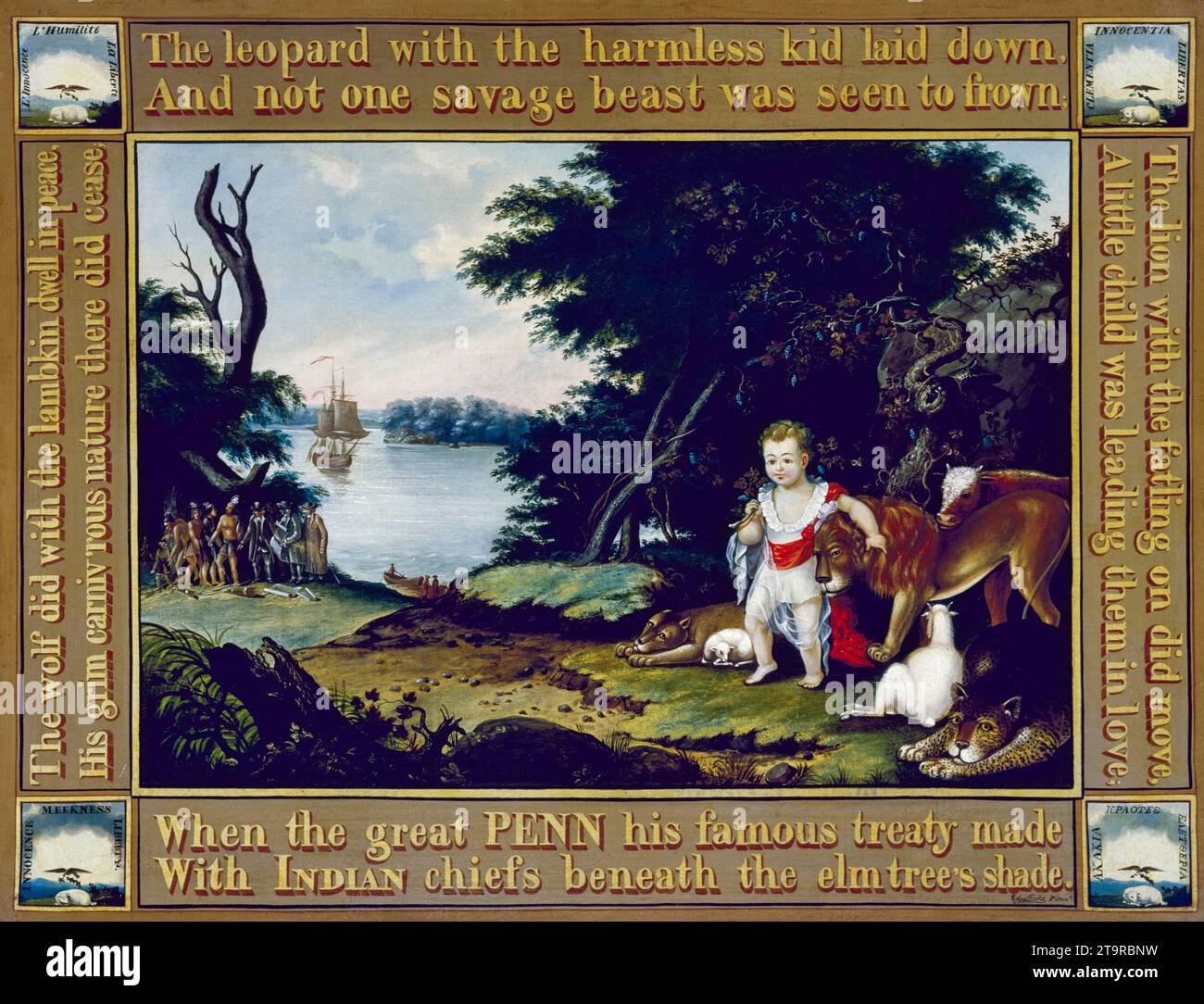 Edward Hicks, Peaceable Kingdom, painting in oil on canvas, circa 1826 Stock Photo