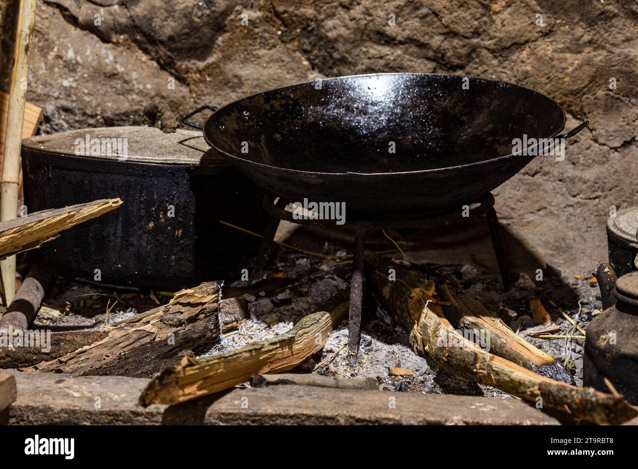 Inside a Farm Kitchen at Ban Gioc in vietnam Stock Photo