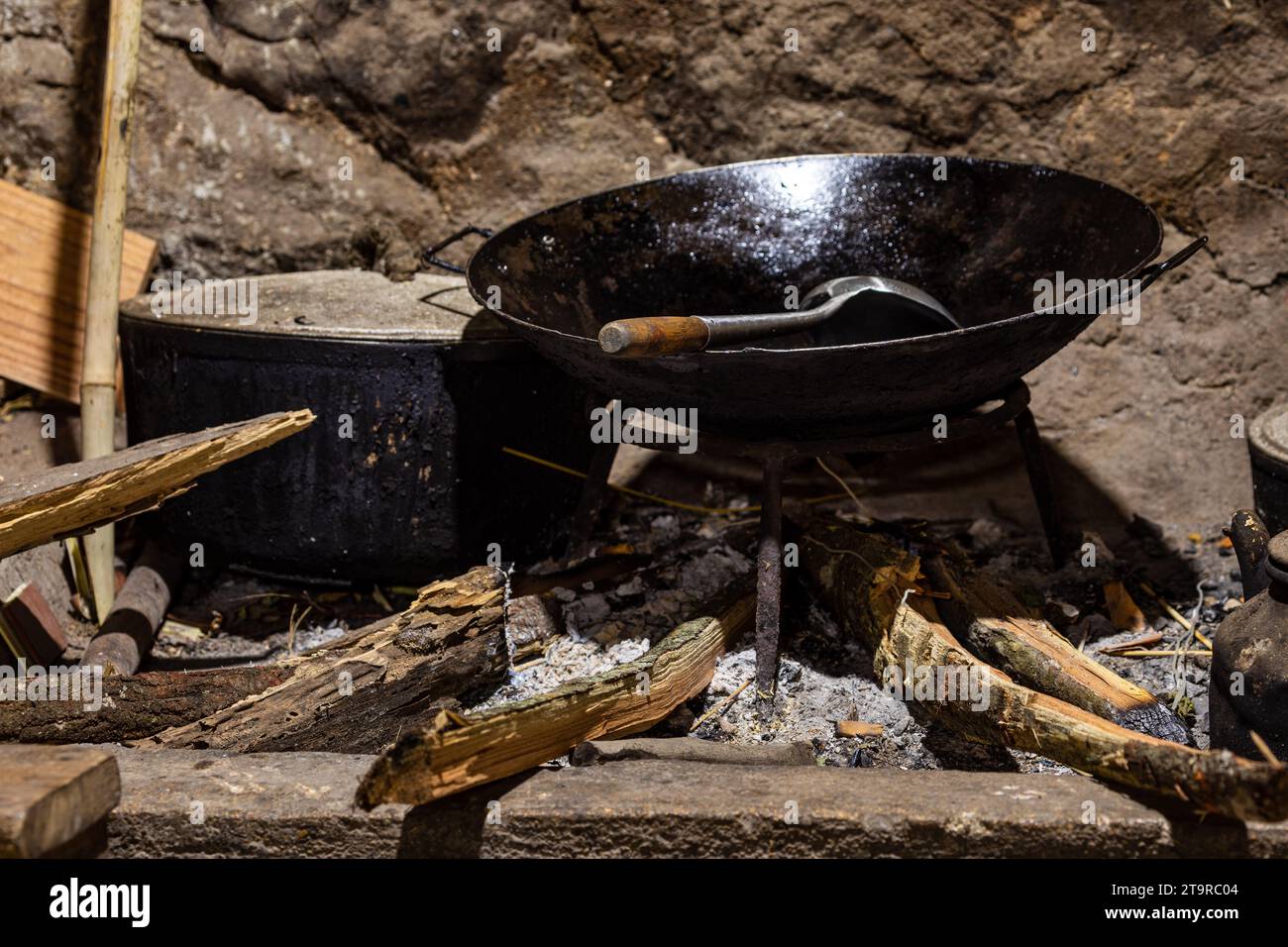 Inside a Farm Kitchen at Ban Gioc in vietnam Stock Photo