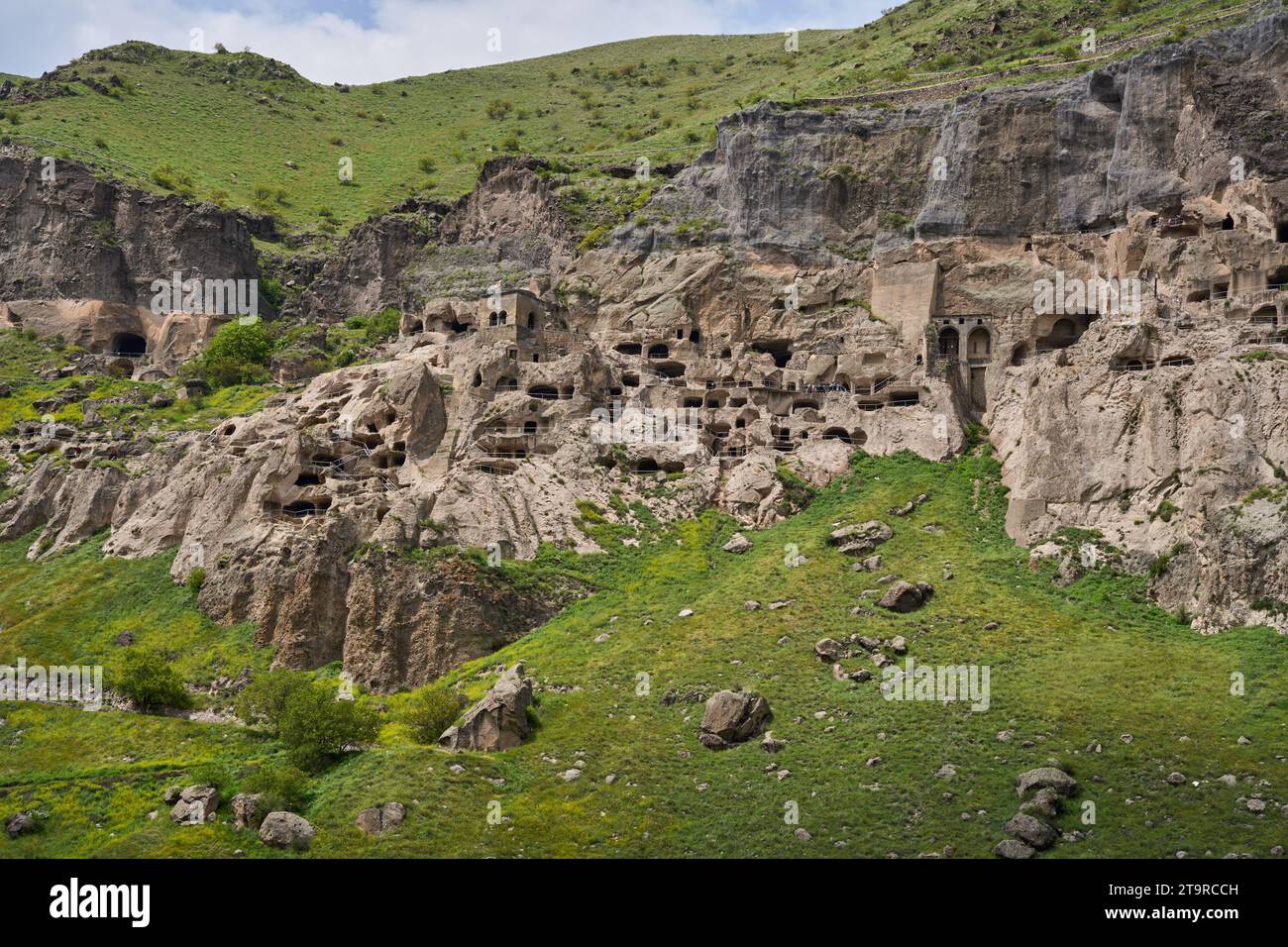 Höhlenstadt Wardsia, Felswand mit Wohnhöhlen, Vardzia, Kleiner Kaukasus, Samtskhe–Javakheti, Samzche-Dschawachetien, Georgien Stock Photo