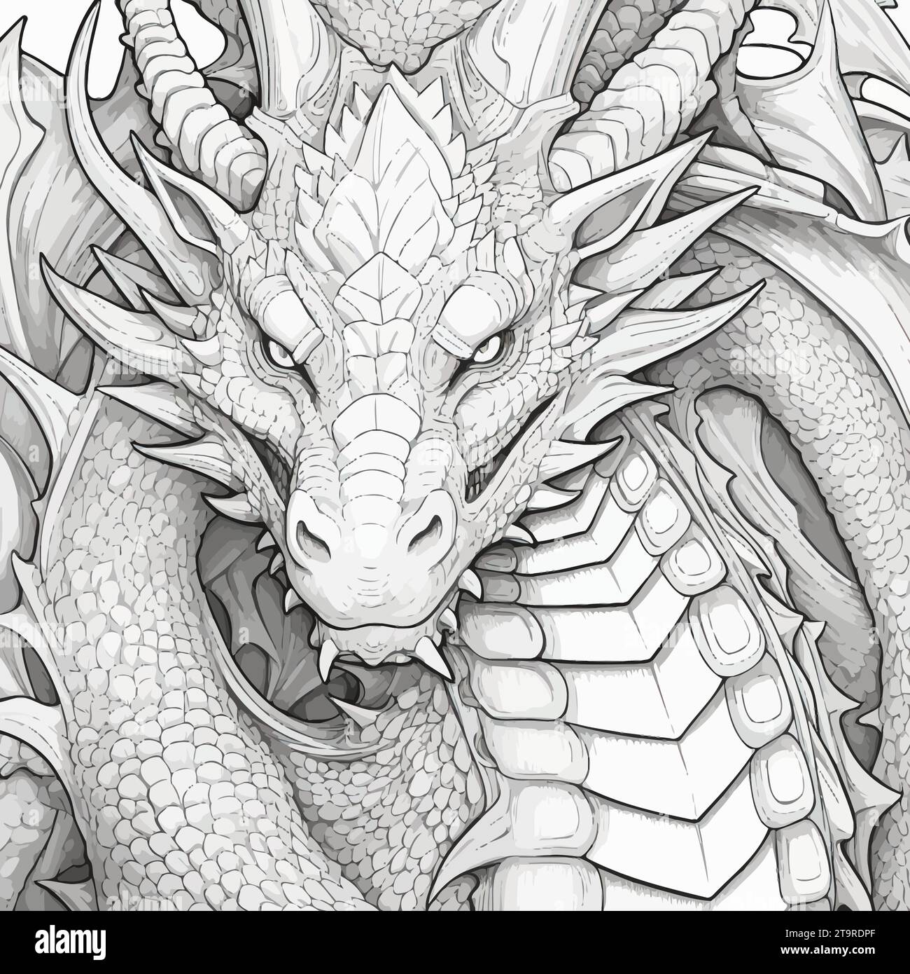 Dragon Coloring Illustration Vector Stock Vector