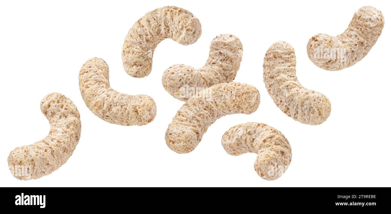 Falling diabetic corn sticks isolated on white background Stock Photo