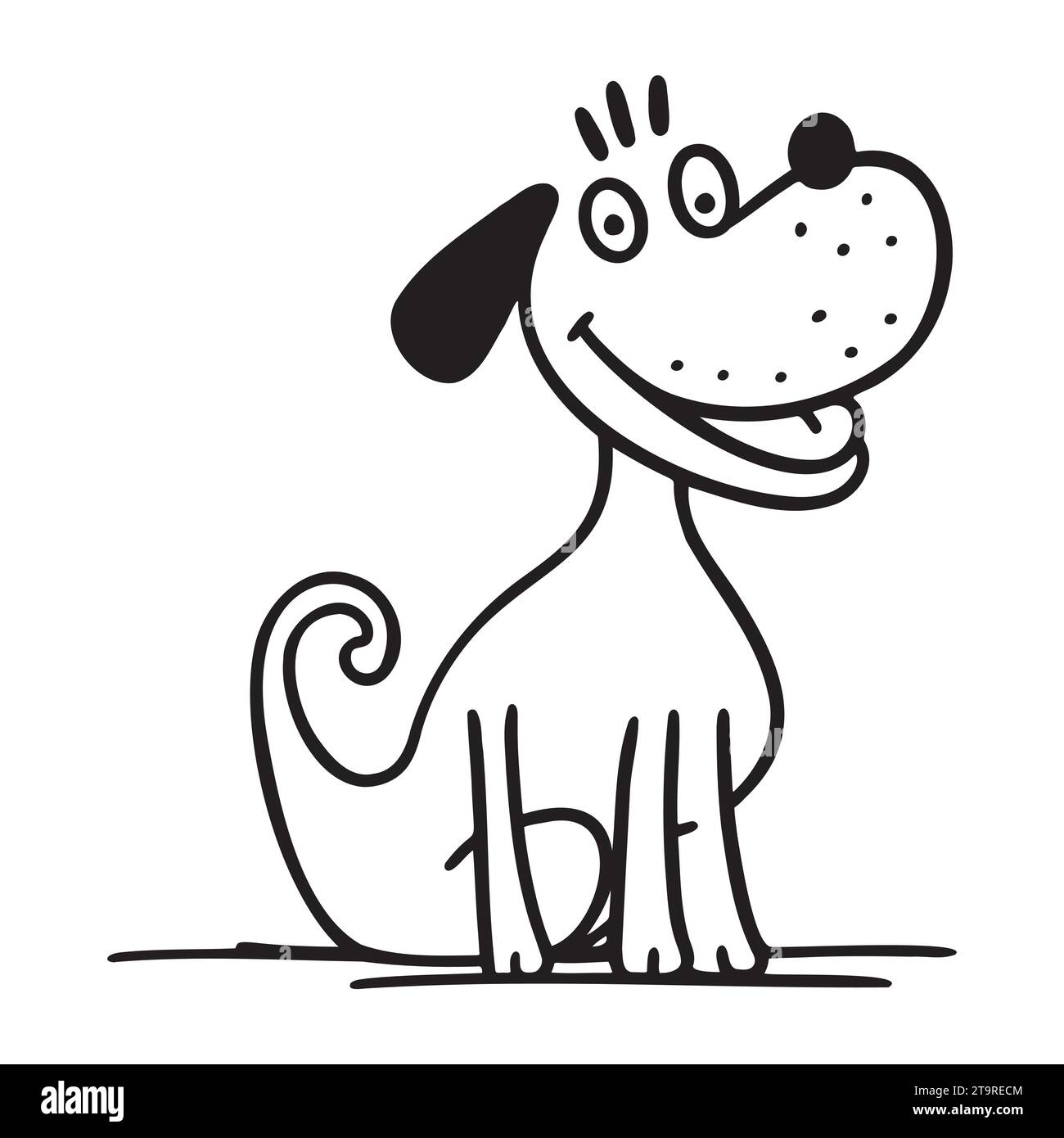 Vector hand drawn cute dog. Isolated illustration on white background ...