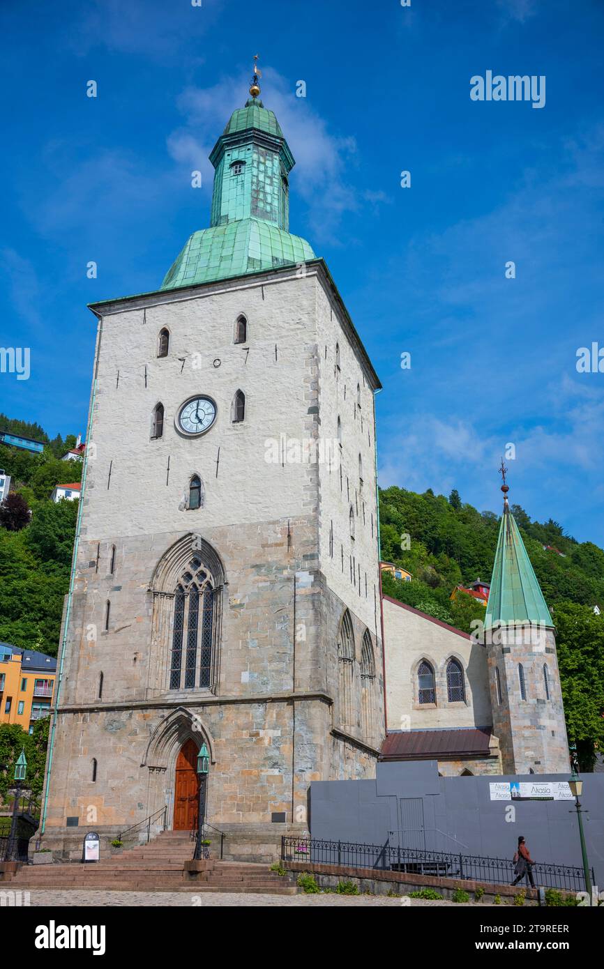 Bergen, Norway, June 23, 2023 Bergen Cathedral, shown here with people