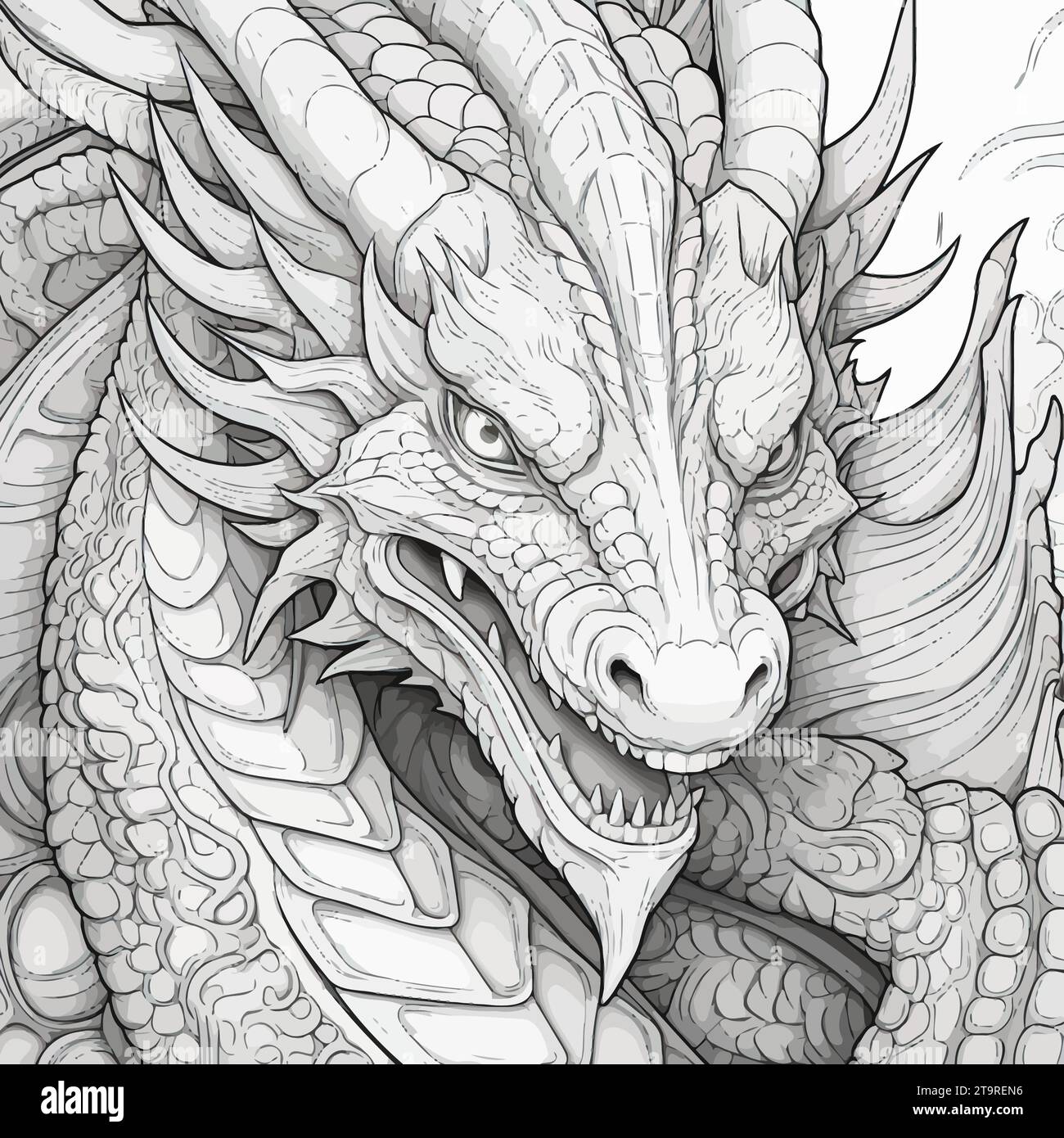 Dragon Coloring Illustration Vector Stock Vector